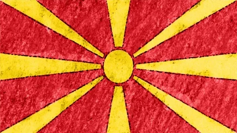 Stop motion pastel chalk crayon drawn Macedonia flag cartoon animation seamless Video stock 95533305