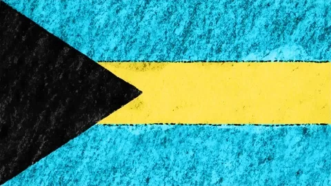 Stop motion pastel chalk crayon drawn BAHAMAS flag cartoon animation seamless Video stock 96207892