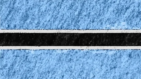 Stop motion pastel chalk crayon drawn Botswana flag cartoon animation seamless Stock Footage 96209083