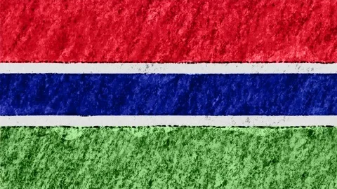 Stop motion pastel chalk crayon drawn Gambia flag cartoon animation seamless Stock Footage 96210395