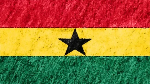 Stop motion pastel chalk crayon drawn Ghana flag cartoon animation seamless loop Stock Footage 96210514