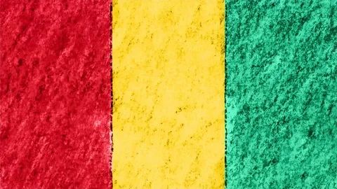 Stop motion pastel chalk crayon drawn Guinea flag cartoon animation seamless Video stock 96210813