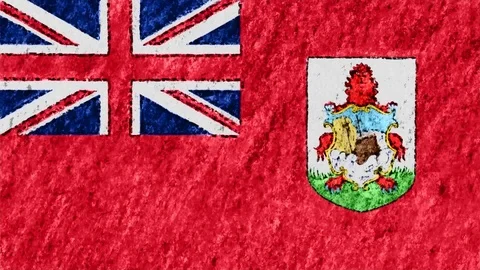 Stop motion pastel chalk crayon drawn Bermuda flag cartoon animation seamless Stock Footage 97434452