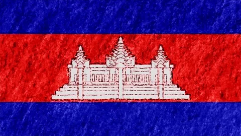 Stop motion pastel chalk crayon drawn CAMBODIA flag cartoon animation seamless Stock-Footage 97434983