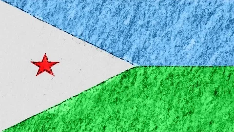 Stop motion pastel chalk crayon drawn JIBOUT flag cartoon animation seamless Stock Footage 97437137