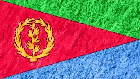 Stop motion pastel chalk crayon drawn Eritrea flag cartoon animation seamless Stock Footage 97441275