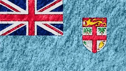 Stop motion pastel chalk crayon drawn Fiji-Pastels flag cartoon animation Stock Footage 97449713
