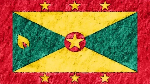 Stop motion pastel chalk crayon drawn Grenada flag cartoon animation seamless Video stock 97450149