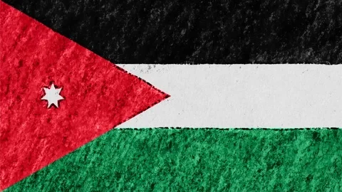 Stop motion pastel chalk crayon drawn Jordan flag cartoon animation seamless Stock Footage 97450367