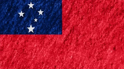 Stop motion pastel chalk crayon drawn Samoa flag cartoon animation seamless loop Video stock 97455285