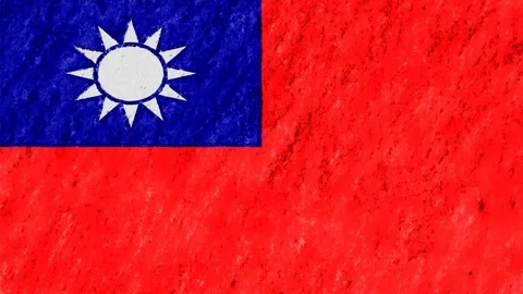 Stop motion pastel chalk crayon drawn Taiwan flag cartoon animation seamless Stock Footage 97456835