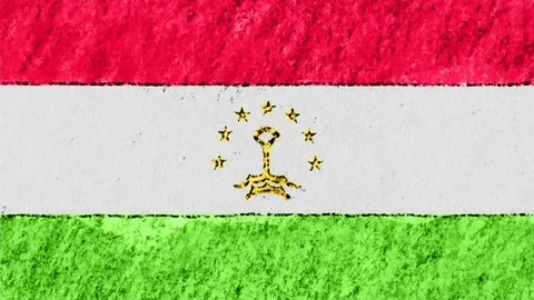 Stop motion pastel chalk crayon drawn Tajikistan flag cartoon animation seamless Stock Footage 97457493