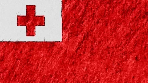 Stop motion pastel chalk crayon drawn Tonga flag cartoon animation seamless loop Video stock 97459746