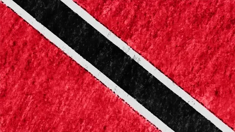 Stop motion pastel chalk crayon drawn TRINIDAD flag cartoon animation seamless Stock Footage 97460032
