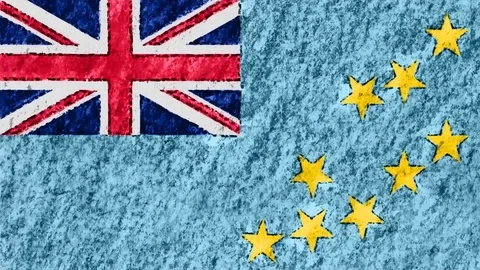 Stop motion pastel chalk crayon drawn TUVALU flag cartoon animation seamless Stock Footage 97461979