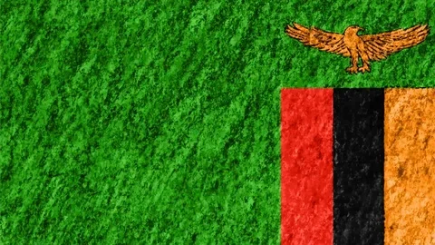 Stop motion pastel chalk crayon drawn Zambia flag cartoon animation seamless Stock Footage 97464056