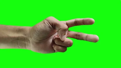Stop Motion peace on the green screen Stockbeeldmateriaal 219598559