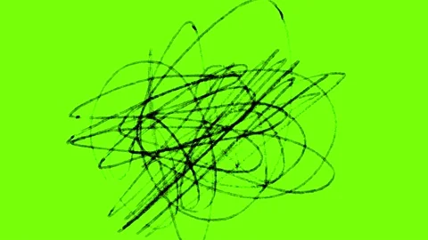 Stop motion pen squiggles on a green screen Stock Footage 233286020
