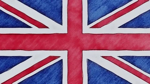 Stop motion of pencil drawn British flag cartoon animation - new quality Video stock 82413722