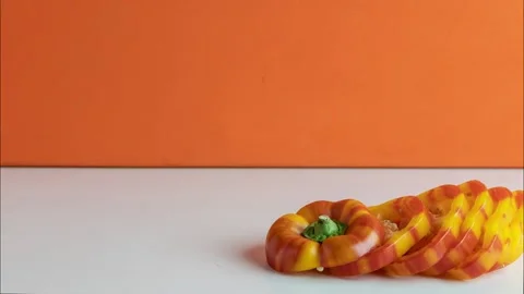 Stop motion pepper sliced on cutting board Stock Footage 156466576