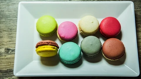 Stop motion picture of macarons , in studio Chiangmai Thailand Stock Footage 104500050