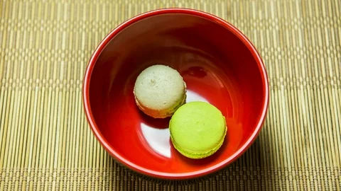 Stop motion picture of macarons , in studio Chiangmai Thailand Stock Footage 104500296