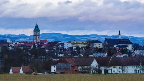 Stop motion recording, city view of enns, upper austria Video stock 147590509