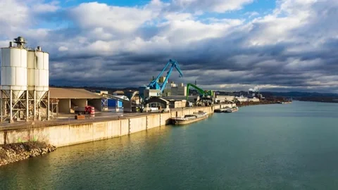 Stop motion recording of the enns harbour in austria Stock Footage 150384453