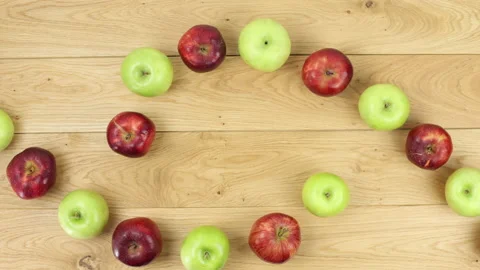 Stop motion of red delicious and granny smith apples. loop ,Healthy food Stock Footage 141961205