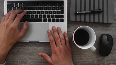 Stop Motion Remote Work Concept. Young professional man typing on laptop Stock Footage 149206835