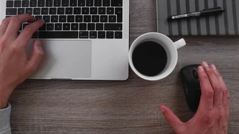 Stop Motion Remote Work Concept. Young professional man typing on laptop Stock Footage 149206844