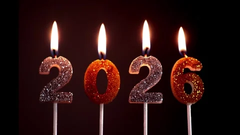 Stop Motion Shot of Number Candles Changing From 2025 to 2026 Stock Footage 324638840