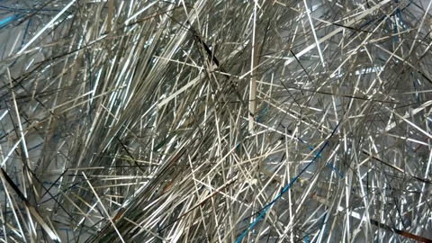 Stop motion Silver foil tinsel background, Shimmer shiny silver tinsel shred Stock Footage 321861686