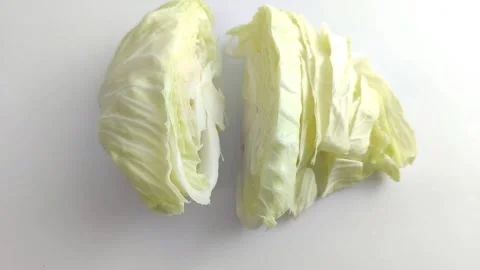 Stop motion, slice the cabbage to cook Stock Footage 258639637