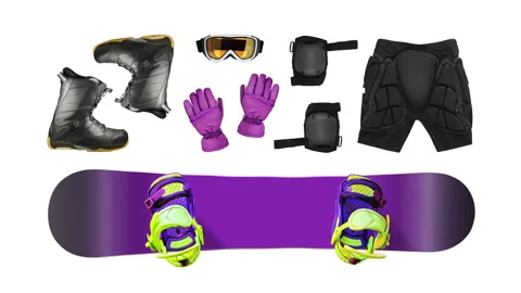 Stop motion of snowboard equipment Stock Footage 142529959