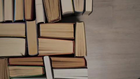 Stop Motion of Stacked old books background texture for education concept Stock Footage 334866088