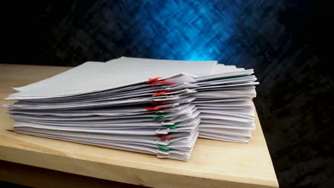 Stop motion stacking document paper disappear Stock Footage 142678030