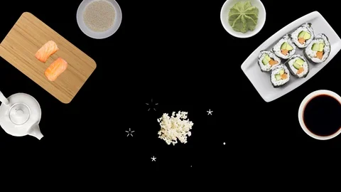 Stop motion sushi on a transparent background 库存影片 129859524