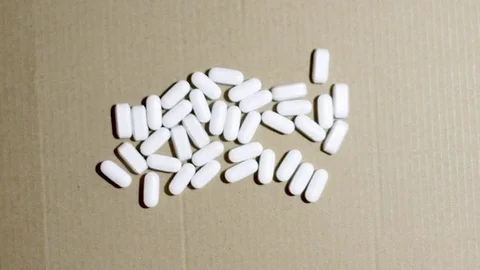 Stop motion text Meds, made by pills Stock Footage 74265481