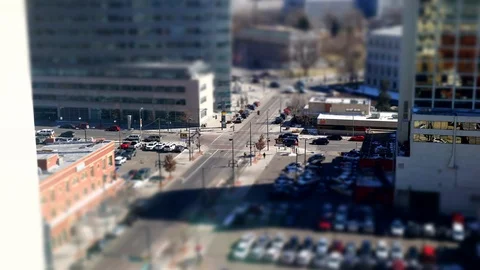 Stop motion tilt shift scene taken in Denver downtown, USA. Stock Footage 93574213