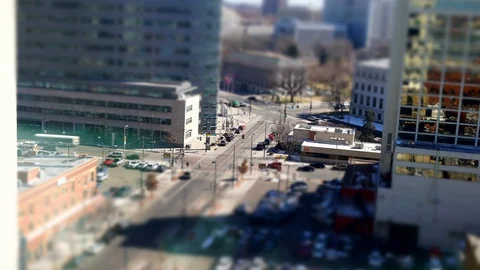 Stop motion tilt shift scene taken in Denver downtown, USA. Stock Footage 93574232