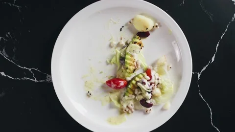 Stop motion top view of eating salads avocado healthy organic vegan. Stock Footage 160092091