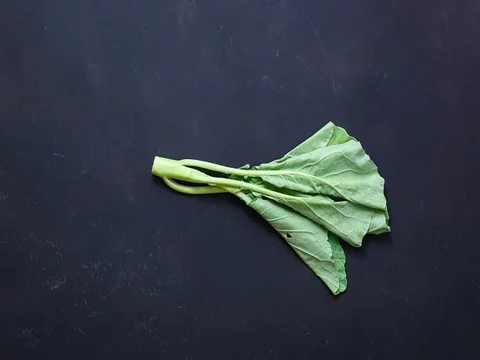 Stop motion top view a vegetables on wood table ,for copy space , 4K video Stock Footage