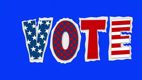 Stop Motion Torn Paper VOTE Text Animation on Green Screen Stock Footage 345795001