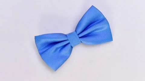 Stop motion VDO Blue bow on white background. Stock Footage 130441405