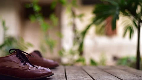 Stop motion VDO brown shoes. Stock Footage 130585633