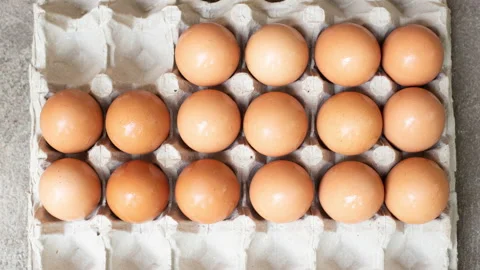 Stop motion VDO eggs in container. Video stock 130585193