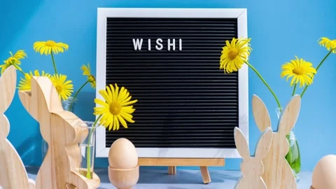 Stop motion video animation Phrase WISHING YOU A HAPPY EASTER traditional Stock Footage 316066084