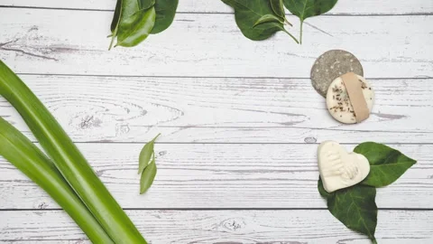 Stop motion video effect of eco friendly personal care products Stock Footage 285638285