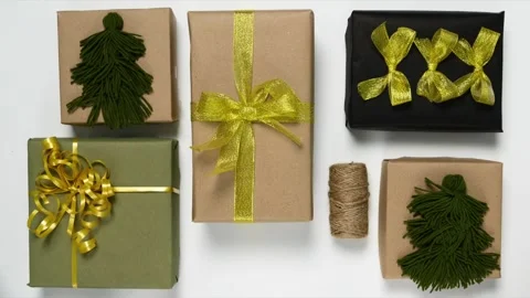 Stop motion video with the gifts moving in the frame. Stock Footage 166353484